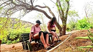 fuck yes, gulping cock deep in the botanical garden outdoors!