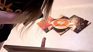 red haired babe slides that big dildo deep inside her