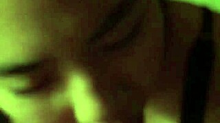 Amateur Asian Wife's Homemade Blowjob Swallows Thick Cum in Mouth with Panties