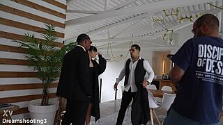 silvia soprano takes two cocks bts at beach house doggystyle creampie