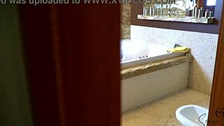 caught brunette milf watching him jerk off leads to wet pussy pounding