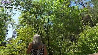 Remote vibrator buzzes park sweet girl orgasms publicly hard