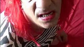 Crossdressing sissy begs real cock pounding ass cum throat video