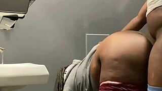 Bb milf bends over bar bathroom for fat ass big black cock creampie