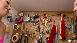 Garage bitches, ready for blonde brunette femdom dildo pounding to wild orgasms?