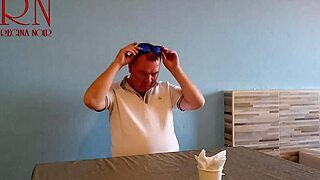 Ecstatic Waitress's Navel Feast Ignites Guest's Hunger