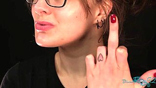 barefoot milf dominates with feet fetish glasses piercing tattoo control