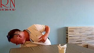 Ecstatic Waitress's Navel Feast Ignites Guest's Hunger