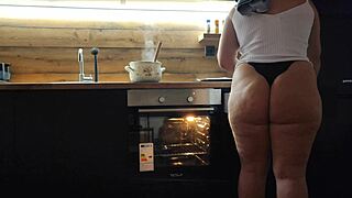 Pawg Curves Tease in Kitchen Panties