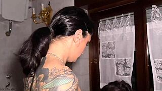 friend sneaks in bathroom and bends over for rough wet pussy pounding