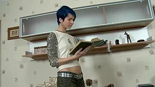 stepbro, your blue haired teen sis amy frost needs your cum deepthroat now!