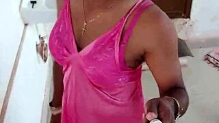 indian cd lara dsouza teases in pink satin nighty bdsm style