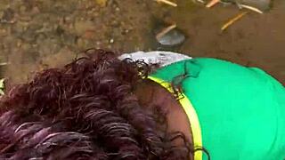 brazilian ebony begs stranger for forest monster cock pounding almost caught