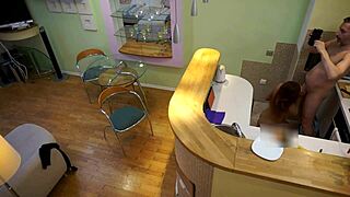 Young Redhead Candy Red Teases Old Cock Doggystyle Kitchen