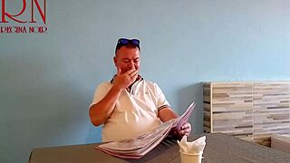 Ecstatic Waitress's Navel Feast Ignites Guest's Hunger