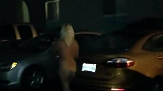 public nighttime striptease rips clothes off shaved slut