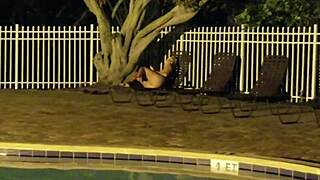 public nighttime striptease rips clothes off shaved slut