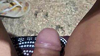exhibitionist flashes big cock naked in public restaurant outdoor