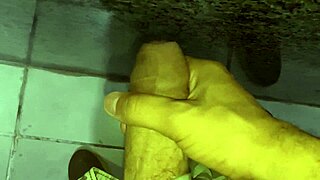 cuckold's steamy solo bathroom handjob close-up tease