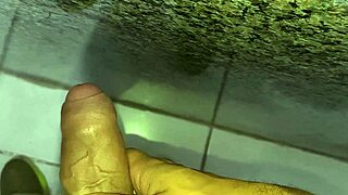 cuckold's steamy solo bathroom handjob close-up tease