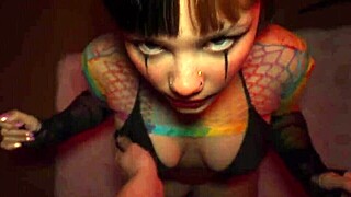 Holy shit, perfect clown slut devours that big cock deepthroat style!