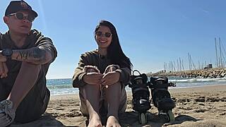 cheating bride sucks stranger bareback creampie in public toilet