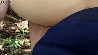 Hot blonde milf bareback fucks stranger in park cums on ass keeps riding