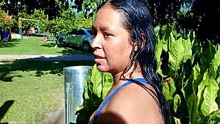 i'm your venezuelan slut flashing tits outdoors at medellin camp wanna fuck publicly