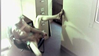 Busty Slut Toys Pussy at Office Desk