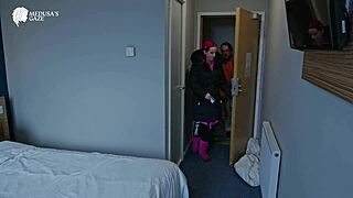 god i'm so horny for this tattooed pink-haired babe fucking the suited guy raw