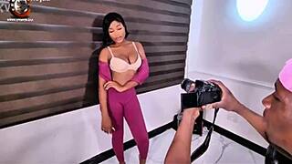 sexy kayla moans riding big black cock doggystyle in studio