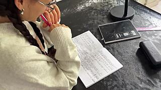 spanish teacher fucks me hard on desk during class 💦