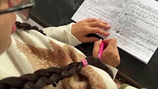 spanish teacher fucks me hard on desk during class 💦