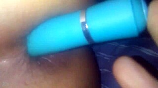 69 position slut stuffs ass toy while sucking hard cock