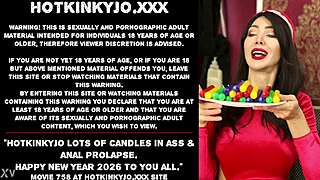 hotkinkyjo stuffs tons of candles deep in her extreme asshole for new year