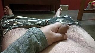 Mature man strokes massive penis at blinding speed!
