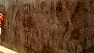 ebony whores swap cum after double blowjob outdoors