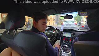 blonde flashes ass masturbates with dildo in taxi