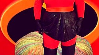 GRANNY CARMEN as ELASTIGIRL superhero gilf slut gets hardcore creampied pov