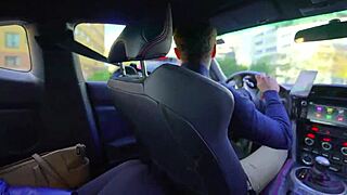 blonde flashes ass masturbates with dildo in taxi