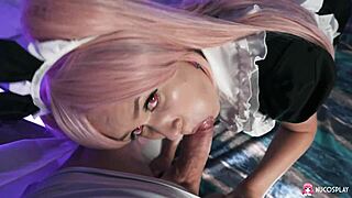playful maid una fairy teases in stockings and cosplay fun with naughty vibes