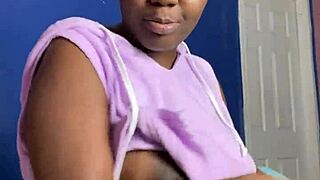 black babe strokes balloon belly with big natural tits