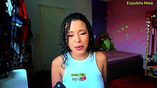 latina mature espuleta maia holds cum in lingerie foot tease