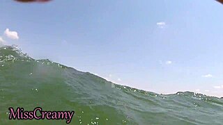 teacher handjobs student cock underwater on nude beach