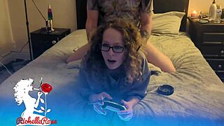 Skinny gamer babe bent over dominated creampied doggystyle with toys part 2