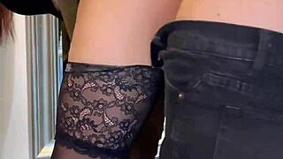 i'm poundin this horny secretary's tight pussy in stockings with my huge cock