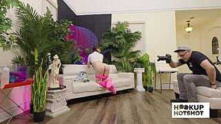 hey, check megan marx slipping into that flirty backstage outfit real quick