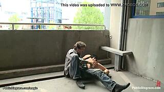 Gagged bound euro babe public fucked hard by monster cock