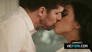 Horny couple pounds pussy roughly in kitchen
