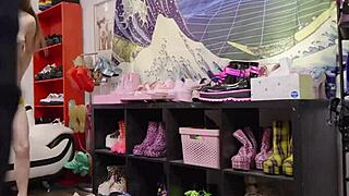 hey, check megan marx slipping into that flirty backstage outfit real quick